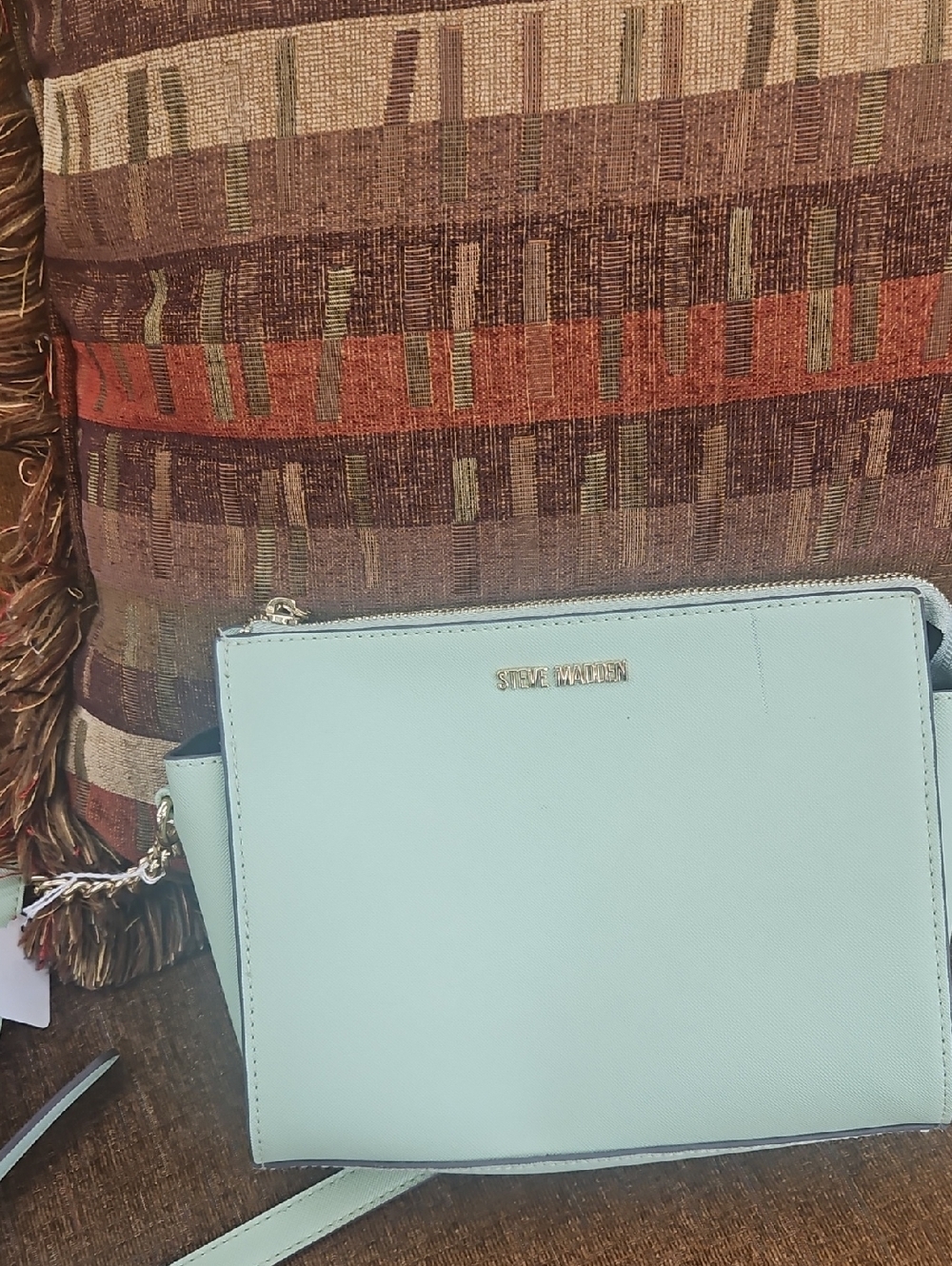 Steve Madden Mint Green Crossbody Bag with Gold Accent